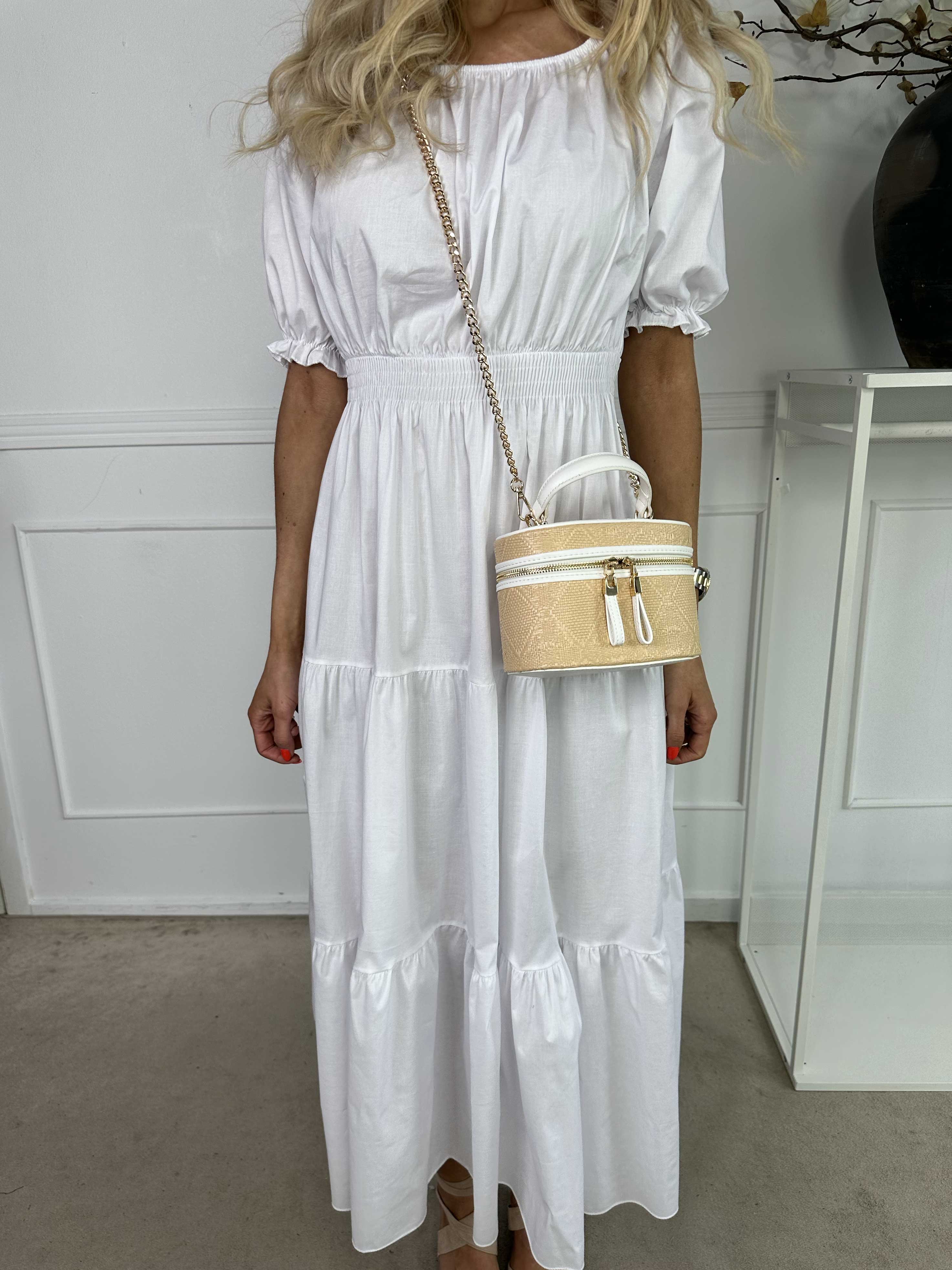 Kayce - Klänning i bomull med resår i halsringning och midja